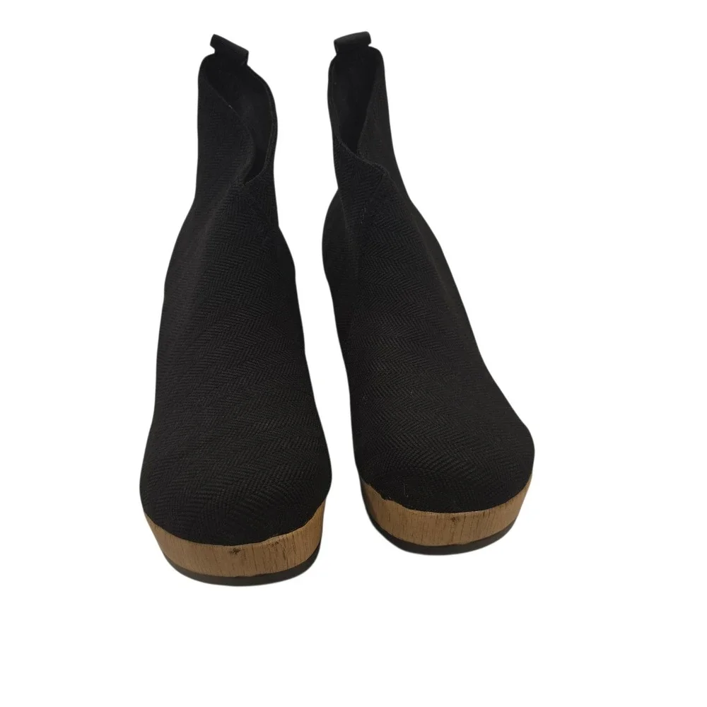 Charleston Shoe Co Sumter Black Knit Wedge Sock Bootie Quiet Luxury 10 Lagenlook